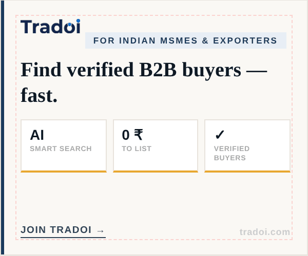 Tradoi - Find verified B2B buyers for Indian MSMEs and exporters