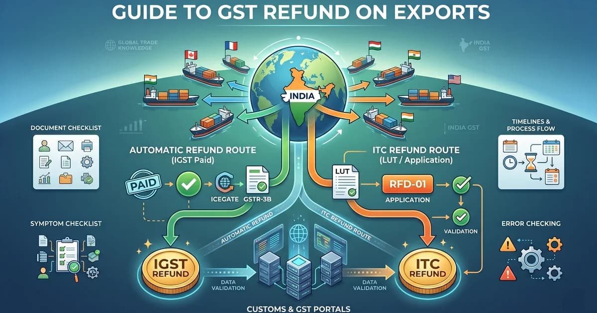 GST refund on exports in India: automatic IGST refund via ICEGATE and ITC refund via LUT and Form RFD-01