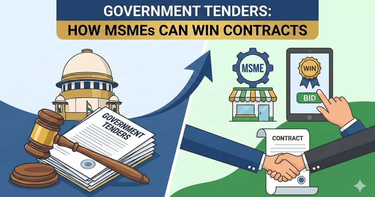 Illustration showing government tenders and MSME bidding to win a contract
